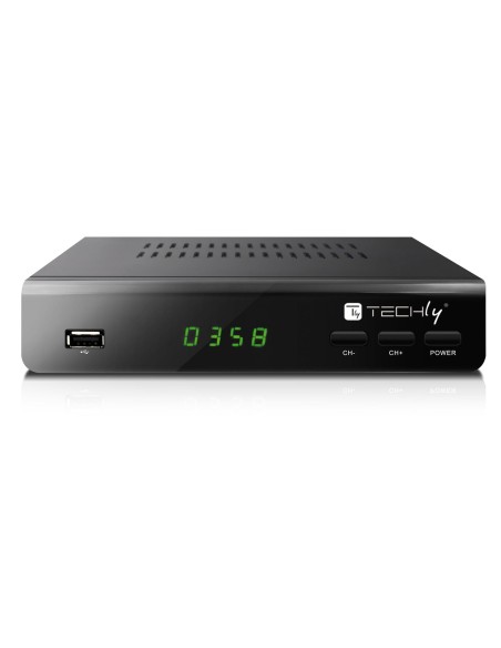 Decoder Ricevitore Digitale Terrestre DVB-T/T2 H.265 HEVC 10bit Metallo con Telecomando Universale 2 in 1 con Alimentatore 12V