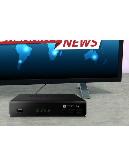 Decoder Ricevitore Digitale Terrestre DVB-T/T2 H.265 HEVC 10bit Metallo con Telecomando Universale 2 in 1 con Alimentatore 12V