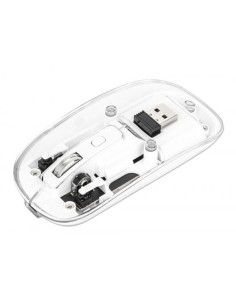 Mouse Ottico Wireless 1600 Dpi con Micro Ricevitore USB Bianco Trasparente