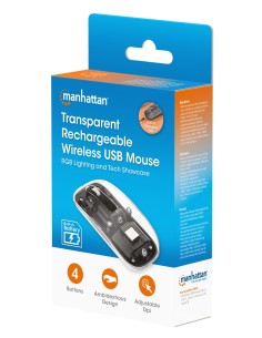 Mouse Ottico Wireless 1600 Dpi con Micro Ricevitore USB Bianco Trasparente 2