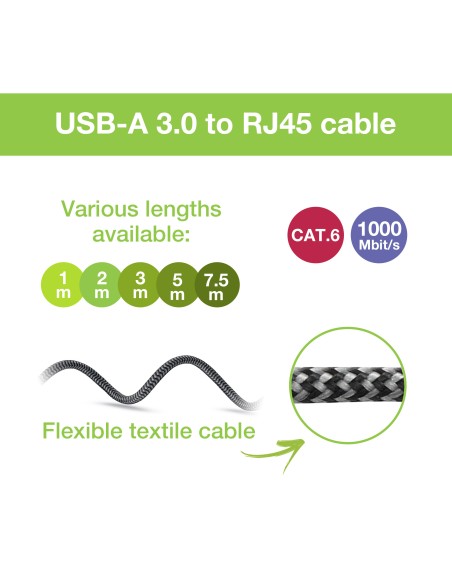 Cavo USB 3.2 Tipo A Maschio a Ethernet RJ45 Maschio 5m
