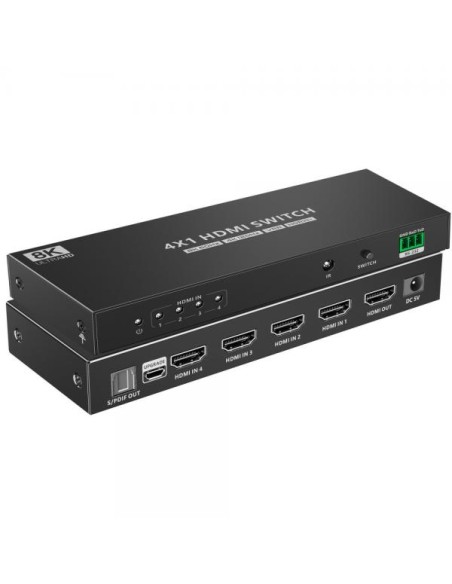 Switch 4x1 HDMI 2.1 8K 3D con SPDIF Ottico