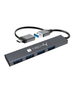 Hub USB-A USB-C™ 3.2 a 4 porte USB-A Slim in Metallo