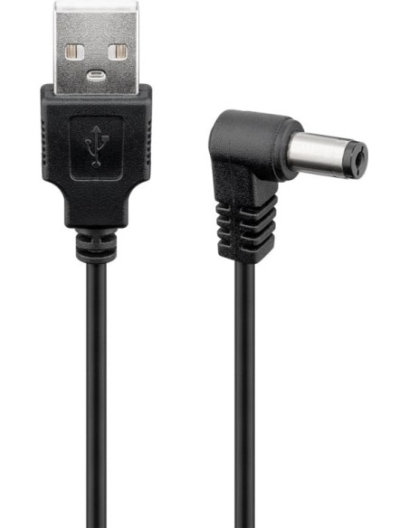 Cavo USB A Maschio a DC 5,5 x 2,1 mm Maschio Angolato 1m nero