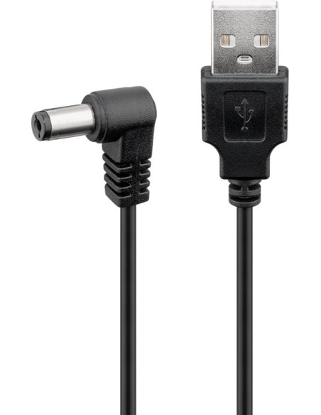 Cavo USB A Maschio a DC 5,5 x 2,1 mm Maschio Angolato 1m nero