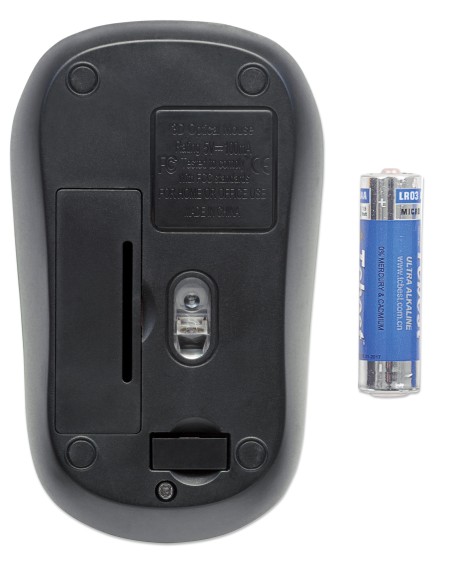 Mouse Ottico Wireless con Micro Ricevitore USB 1000 Dpi Nero/Azzurro