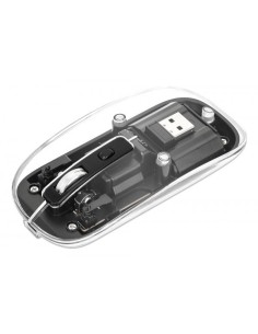 Mouse Ottico Wireless 1600 Dpi con Micro Ricevitore USB Nero Trasparente