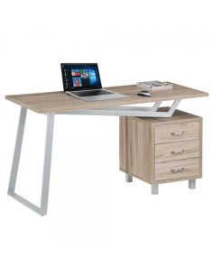 Scrivania per Computer dal Design Moderno con Tre Cassetti Quercia
