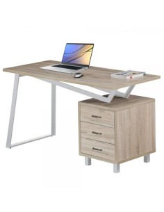 Scrivania per Computer dal Design Moderno con Tre Cassetti Quercia 2