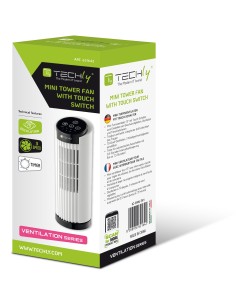 Mini Ventilatore a Torre 13'' 3 Velocità con Interruttore Touch Oscillazione 70° e Timer 2