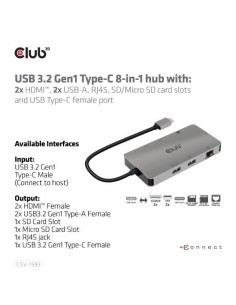 CLUB3D USB C 8-1 HUB DUAL HDMI
