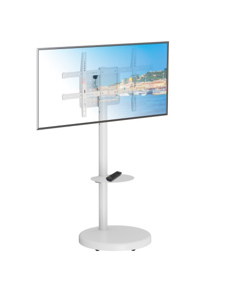 Supporto a Pavimento con Mensola Trolley TV LCD/LED/Plasma 37-86'' Bianco