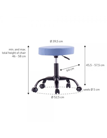 Sgabello Girevole con Ruote Altezza Regolabile Tessuto Sfoderabile Blu