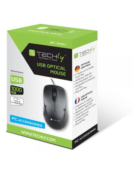 Mouse Ottico USB 1000 Dpi Nero
