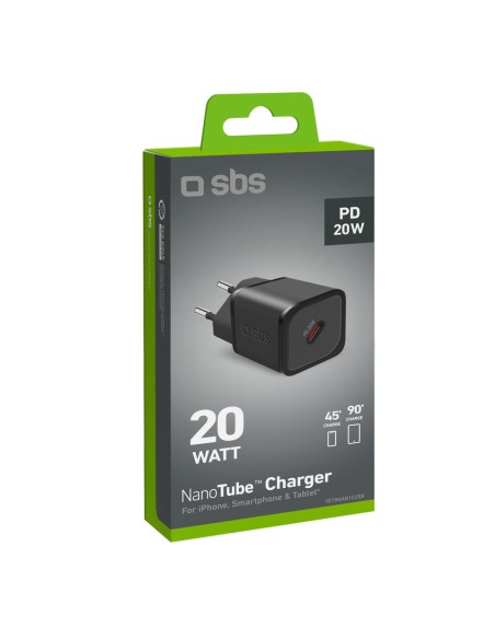 Caricatore da parete SBS GaN 1x Type-C PD 20W - nero - TETRGAN1C20K