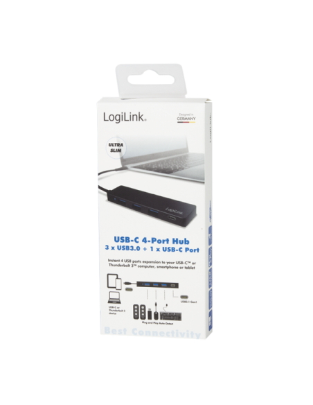 Hub USB-C 3.2 Gen1 SuperSpeed 3 Porte USB-A 1 porta USB-C Nero