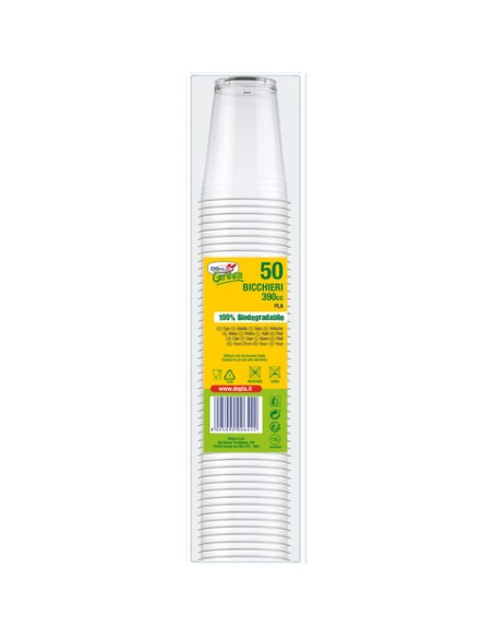 Bicchieri in PLA biodegradabile per bevande fredde Dopla Plus - 390 ml conf. 50 pezzi - 7710