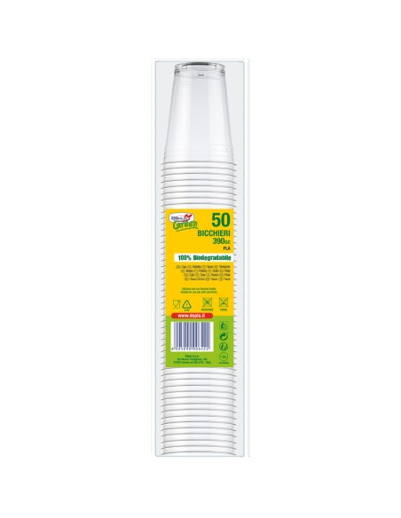 Bicchieri in PLA biodegradabile per bevande fredde Dopla Plus - 390 ml conf. 50 pezzi - 7710