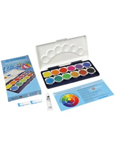 Acquerelli con tempera bianca Donau 7,5 ml in conf. 12 godet + 1 tubetto colori assortiti - 330204
