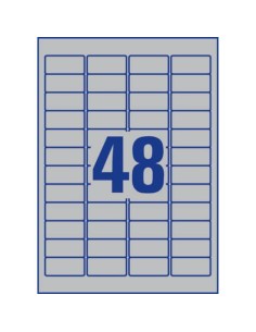 Etichette permanenti poliestere argento Avery 45,7x21,2 mm - 48 et/foglio - laser monocolore conf. 100 ff L6009-100