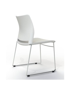 Sedia interlocutore su slitta Unisit Alpha APS in acciaio cromato - scocche bianche - Conf. 2 pezzi - APS/2/BI 2