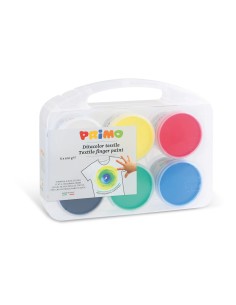 Tempera a dita per tessuti Primo 100 g - valigetta 6 colori primari in vasetti in polipropilene - 228TXD100SP 2