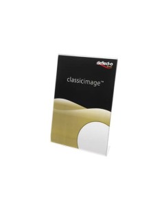 Porta-avvisi deflecto® A4 verticale in polistirene con base a L trasparente 47401