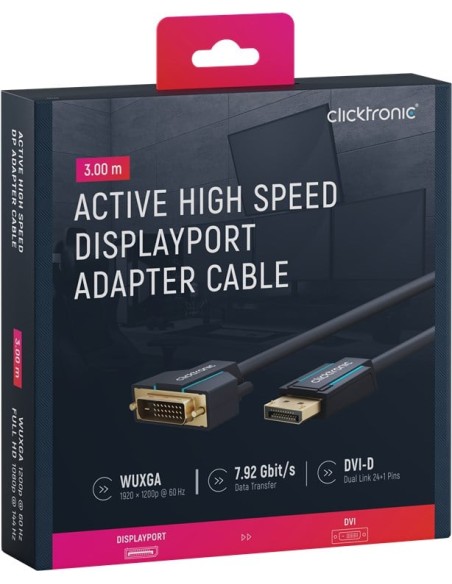 Cavo Monitor DisplayPort Maschio a DVI-D Maschio 3 m Blu
