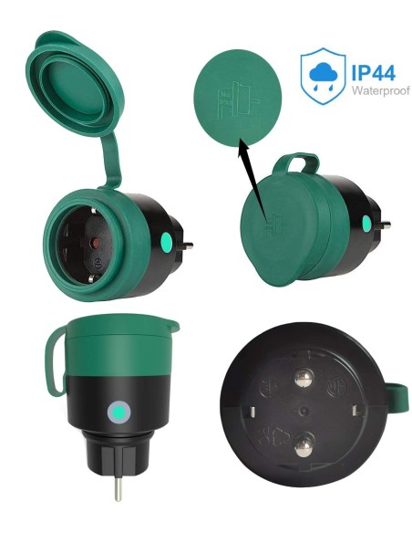 Smart Plug Schuko WiFi intelligente per Esterno IP44 16A 3680W