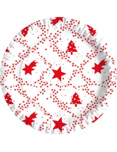 Piatti piani carta fibra vergine Red Xmas