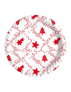Piatti piani carta fibra vergine Red Xmas 2