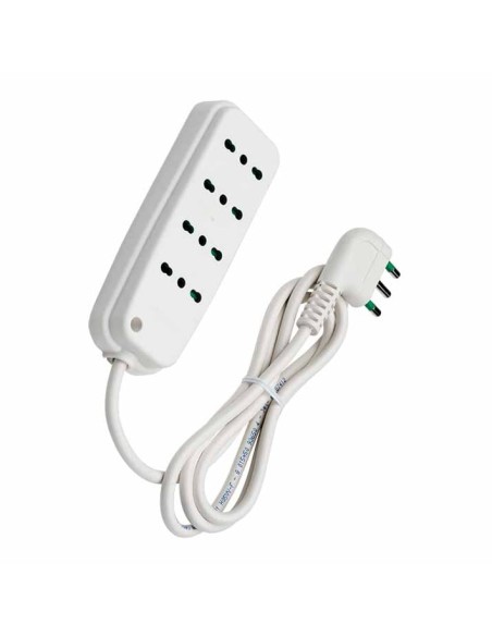 Multipresa 4 Posti con Spina Italiana Angolata Bianco