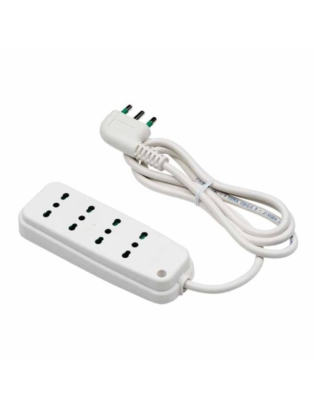 Multipresa 4 Posti con Spina Italiana Angolata Bianco