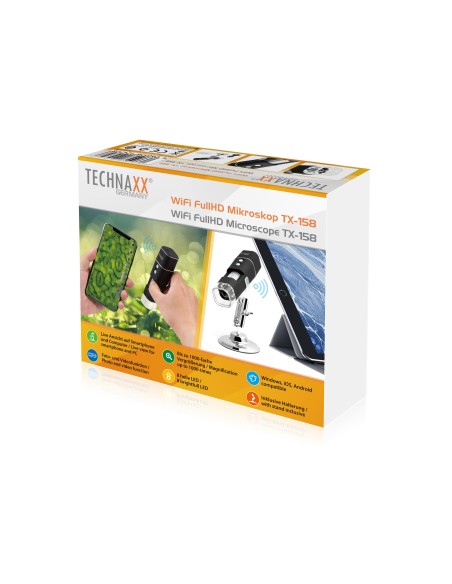 Microscopio WiFi FullHD Ingrandimento 1000x 8LED, TX-158