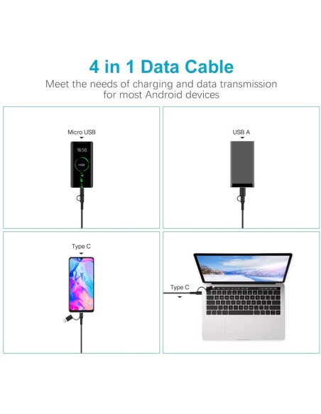 Cavo di Sincronizzazione e Ricarica USB-C™ USB-A e Micro USB 1.2m Nero