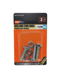 Bulloni con dadi Emi M8 - conf. 3 pezzi