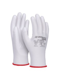 Guanti da lavoro in poliestere e poliuterano bianco
