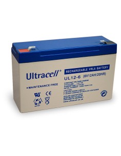 Batteria Ricaricabile 6V 12Ah, Ultracell UL12-6(Faston 187 - 4.8 mm)