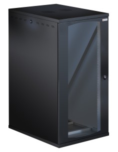 Armadio Rack 19'' a Muro 22U P 800mm L 600mm Porta Vetro Nero