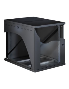 Armadio Rack 19'' a Muro 22U P 800mm L 600mm Porta Vetro Nero 2