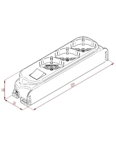 Presa Multipla a 3 Posti Italiana Bipasso con Interruttore Bianco