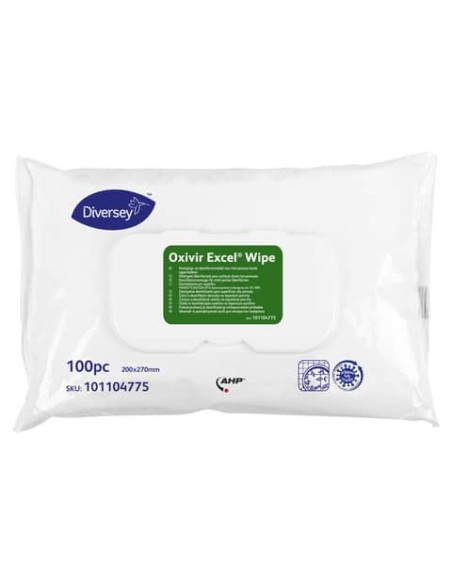 Salviette detergenti disinfettanti per superfici Diversey Oxivir Excel Wipes - Conf. 100 salviette - 101105056