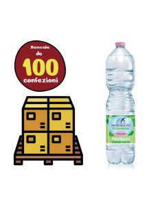 Bancale 100 confezioni da 6 bottiglie da 1,5 L di Acqua Minerale Naturale San Benedetto. Fonte Benedicta Scorzé (VE). La linea  2