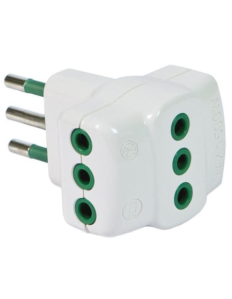 Adattatore Triplo Spina 2P+T Presa 2P+T 10A