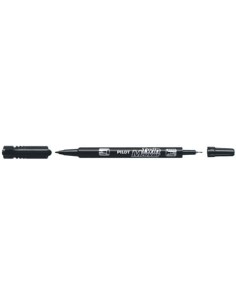Marcatore permanente Pilot TWIN Begreen doppia punta in fibra 0,8/2 mm - nero 040315