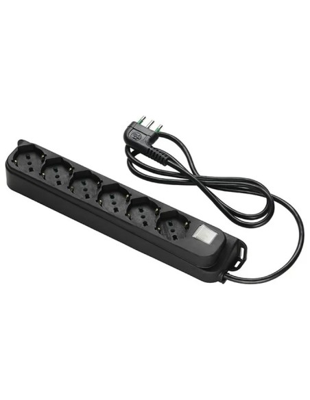Multipresa 6 Posti Schuko con Interruttore e Cavo 1,5m Nero