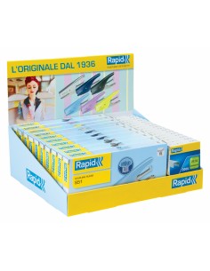 Espositore 30 articoli di cui 10 cucitrici a pinza Rapid S51 Supreme + 20 punti metallici Rapid Standard 21/4 2