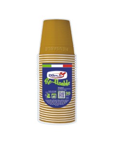 Bicchieri in PS Dopla Reusable 230 ml oro - conf. 30 pz - 22713 2