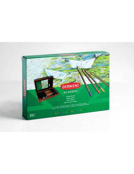Set artistico Derwent Academy scatola in legno da 35 pezzi in colori assortiti - 2300147