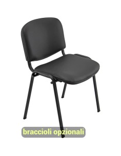 Sedia visitatore 4 gambe Unisit Dado D5S acciaio nero - rivestimento ecopelle nero  Conf. 2 pezzi - D5S/2/KN 2